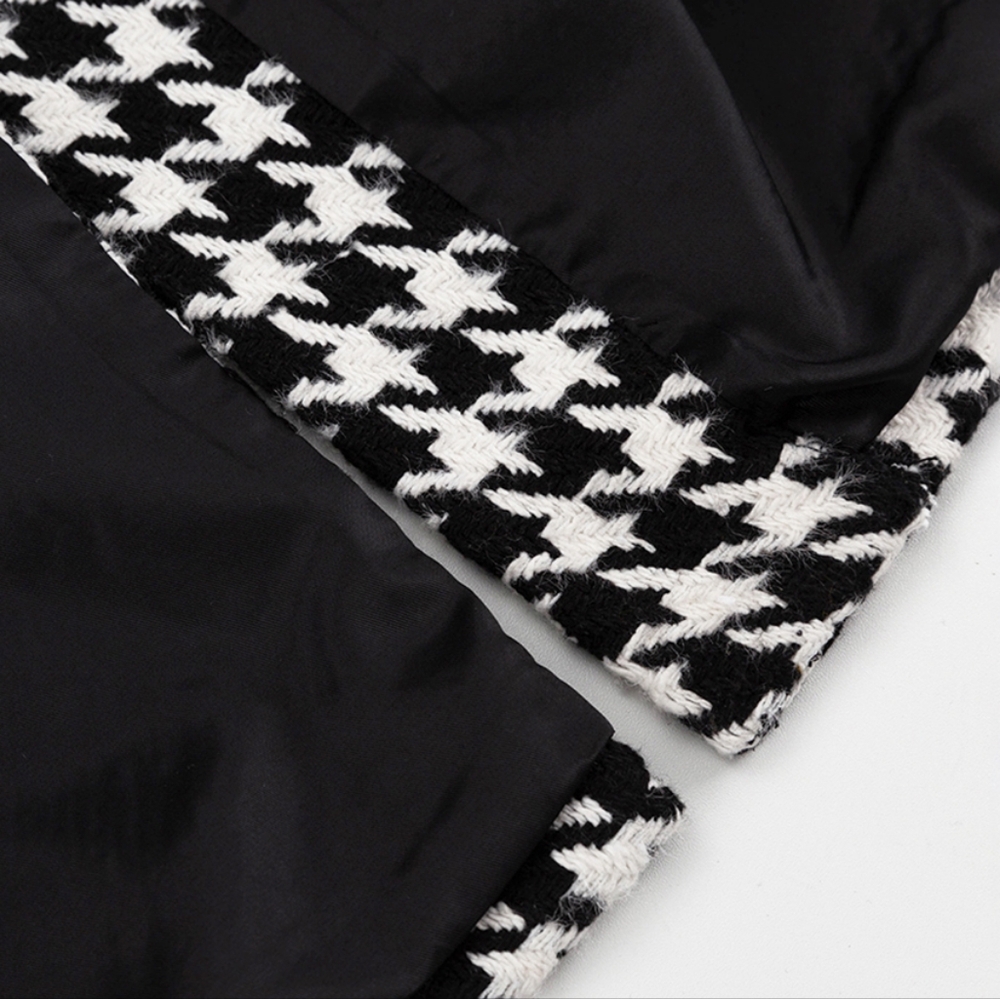 Loose Houndstooth Women Trench Coat Elegant Lapel High-end Fashion Office Jacket - Picture 7 of 12